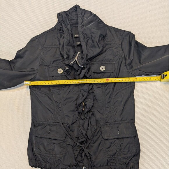 White House Black Market Jacket Womens Size 0  Ruffled Collared  Color Black - Picture 7 of 12